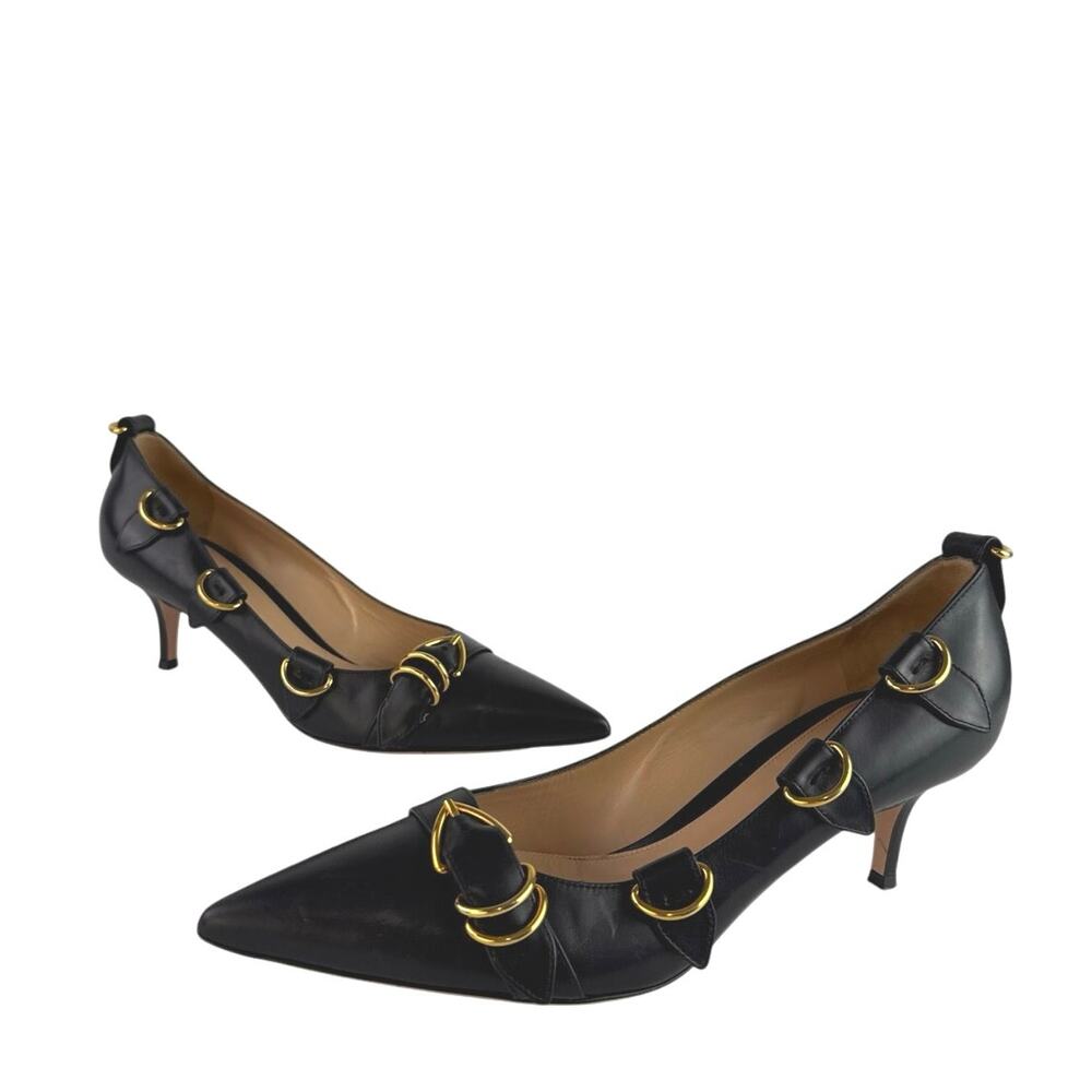 Gianvito Rossi Clash 55 Black Pointed Buckle Strap Leather Pump Heels EU41 US10 - Picture 5 of 7